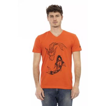 Front Print Short Sleeve V-Neck T-Shirt S Men