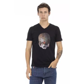 V-Neck Short Sleeve T-Shirt with Front Print 3XL Men