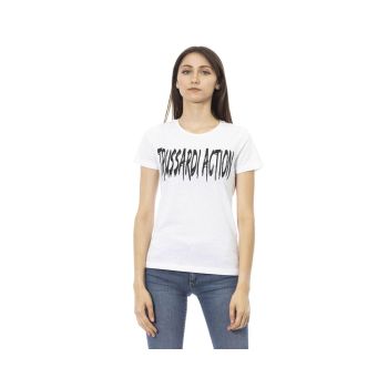 Trussardi Action Women's Elegant Short Sleeve Tee with Chic Front Print - M