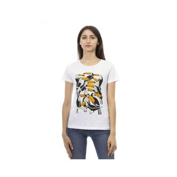 Trussardi Action Women's Chic White Short Sleeve Tee with Exclusive Print - M