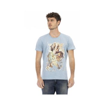 Trussardi Action Men's Elegant Light Blue Cotton Tee for  - 3XL