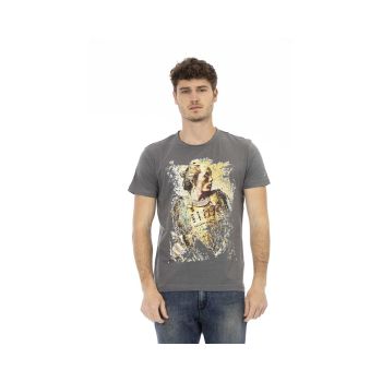 Trussardi Action Men's Chic Gray Cotton Tee with Statet Print - 3XL