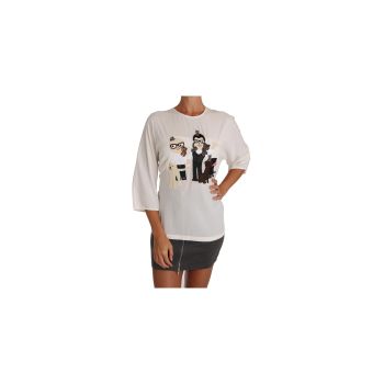 DOLCE & GABBANA White Multicolor Figure Family T-shirt 36 IT Women