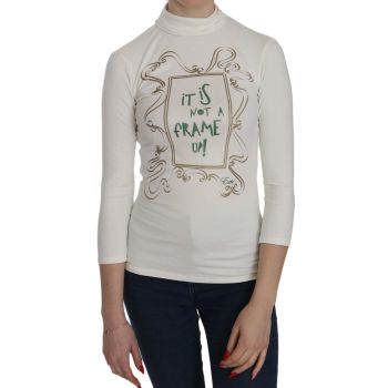 EXTE White Printed Turtle Neck Blouse 38 IT Women