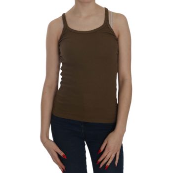 Brown Round Neck Sleeveless Spaghetti Strap Top Blouse 42 IT Women