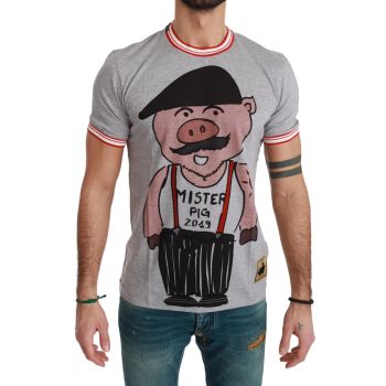 Authentic Dolce & Gabbana Roundneck T-Shirt with Year of the Pig Motive 44 IT Men