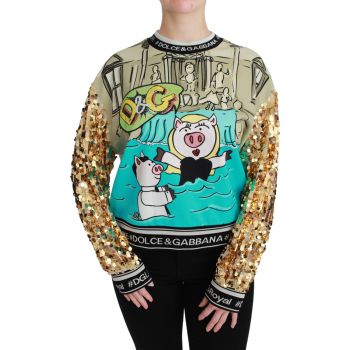 Dolce & Gabbana Crewneck Pullover Sweater with Year of the Pig Motive 42 IT Women