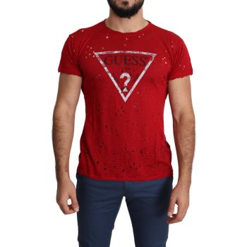 Authentic Guess Red Cotton Stretch T-shirt L Men