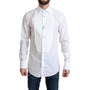 Dolce & Gabbana White Cotton Poplin Shirt with Contrasting Buttons 38 IT Men