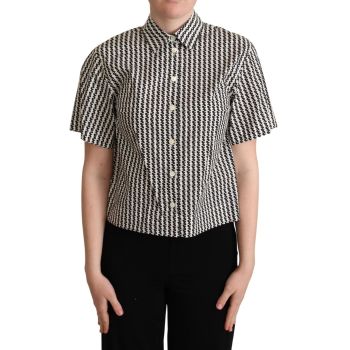 Patterned Collared Short Sleeve Polo Top 40 IT Women