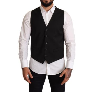 Dolce & Gabbana Black Dress Vest with Logo Details 50 IT Men