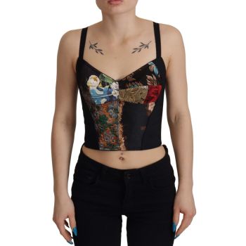 Floral Print Cropped Top with Logo Details 36 IT Women