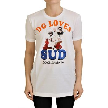 Dolce & Gabbana Crew Neck T-shirt with DG LOVES SUD Motive 36 IT Women