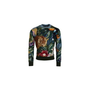 Dolce & Gabbana Pullover Sweater with Jungle Embroidery 46 IT Men