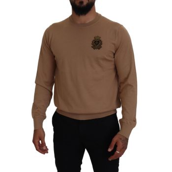 Cashmere Crewneck Pullover Sweater with Logo Details 48 IT Men