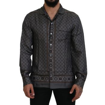 Silk Baroque Pattern Shirt with Logo Detail 38 IT Men