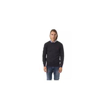 Embroidered Crew Neck Sweater made from Extrafine Wool Merinos Fabric S Men