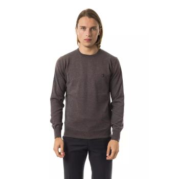 Embroidered Extrafine Wool Merinos Crew Neck Sweater L Men