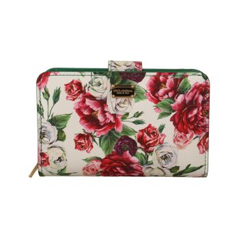 Floral Print Bifold Continental Wallet with Zipper Closure One Size Women