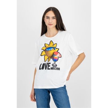 Love Moschino Logo Print Cotton T-Shirt 40 IT Women