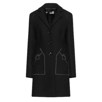 Love Moschino Wool Coat with Heart Embroidery 46 IT Women