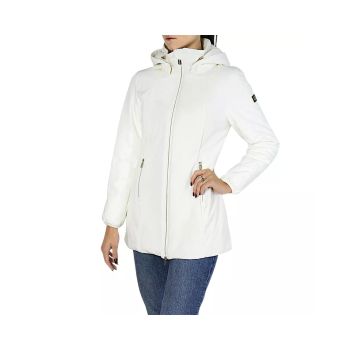 Thermal and Waterproof Down Jacket with Removable Hood and Gold Metal Details L Women