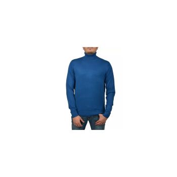 Turtleneck Sweater with Logo Detail in China Blue W29 US Men