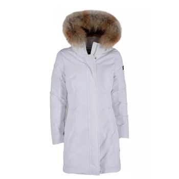 Womens Technical Fabric Jacket with Goose Down Filling and Fur Hood M Women