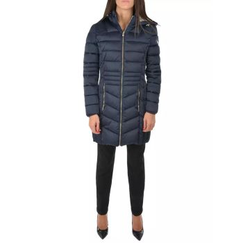 Technical Fabric Hooded Jacket with Zipper Closure L Women