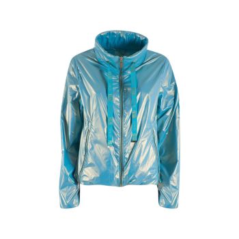 Yes Zee Women's Light Blue Nylon Jackets & Coat - M