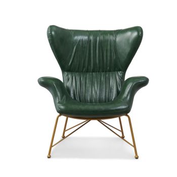 Vintage Butterfly Armchair with Gold Steel Legs Green