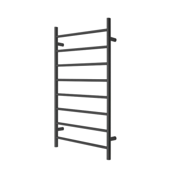 Premium Matte Black Heated Towel Rack - 8 Bars, Round Design, AU Standard, 1000x620mm Wide