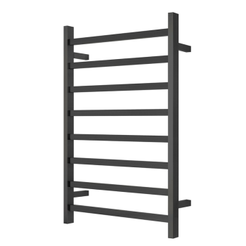 Premium Matte Black Heated Towel Rack - 8 Bars, Square Design, AU Standard, 1000x620mm Wide