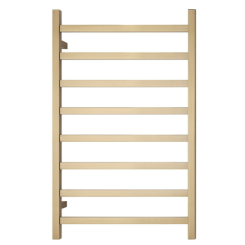 Premium Brushed Gold Heated Towel Rack - 8 Bars, Square Design, AU Standard, 1000x620mm Wide