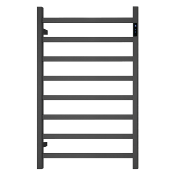 Premium Matte Black Heated Towel Rack with LED- 8 Bars, Square Design, AU Standard, 1000x620mm Wide