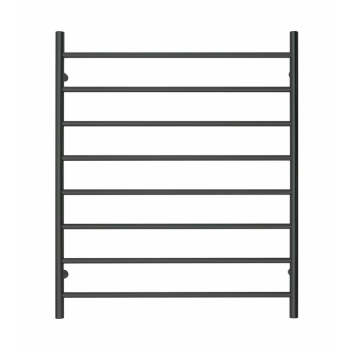 Premium Matte Black Heated Towel Rack - 8 Bars, Round Design, AU Standard, 1000x850mm Wide