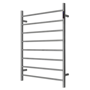 Premium Gunmetal Heated Towel Rack with LED control - 8 Bars, Round Design, AU Standard, 1000x850mm Wide