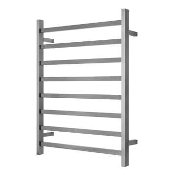 Premium Brushed Nickel Heated Towel Rack - 8 Bars, Square Design, AU Standard, 1000x850mm Wide