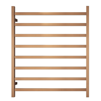 Premium Brushed Rose Gold Heated Towel Rack - 8 Bars, Square Design, AU Standard, 1000x850mm Wide