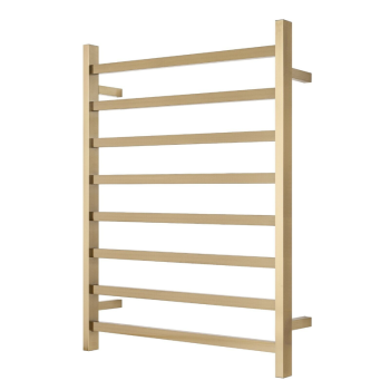 Premium Brushed gold Heated Towel Rack - 8 Bars, Square Design, AU Standard, 1000x850mm Wide