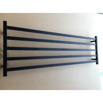 Premium Matte Black Heated Towel Rack - 4 Bars, Square Design, AU Standard,510x1500mm Wide