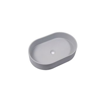 Ultra Modern Concrete Cement Wash Basin Counter Top Matte Light Gray Oval Basin