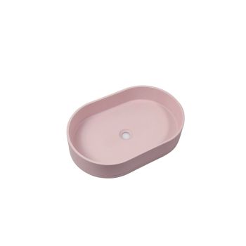 Ultra Modern Concrete Cement Wash Basin Counter Top Matte Pink Oval Basin