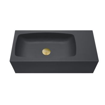 New Concrete Cement Wash Basin Counter Top Matte Black Wall Hung Curved Basin