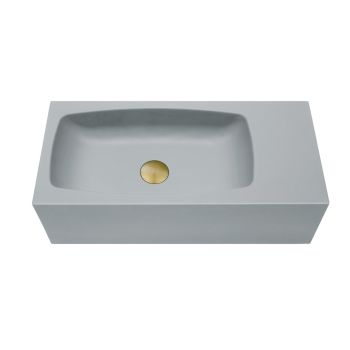 New Concrete Cement Wash Basin Counter Top Matte Light Grey Wall Hung Curved Basin