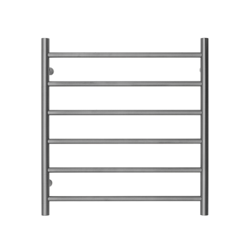 Premium Brushed Nickel Heated Towel Rack - 6 Bars, Round Design, AU Standard, 650x620mm Wide