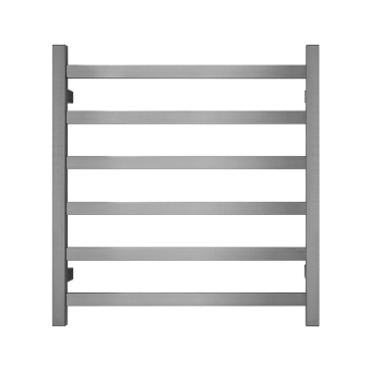 Premium Brushed Nickel Heated Towel Rack - 6 Bars, Square Design, AU Standard, 650x620mm Wide