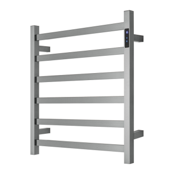 Premium Gunmetal Heated Towel Rack with LED control - 6 Bars, Square Design, AU Standard, 650x620mm Wide