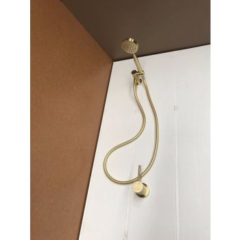 2021 New Brass Burnished Gold  round hand held SHOWER HEAD  adjust holder mixer