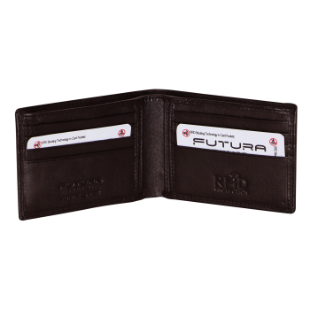 Futura Mens RFID Slim Leather Wallet - Brown